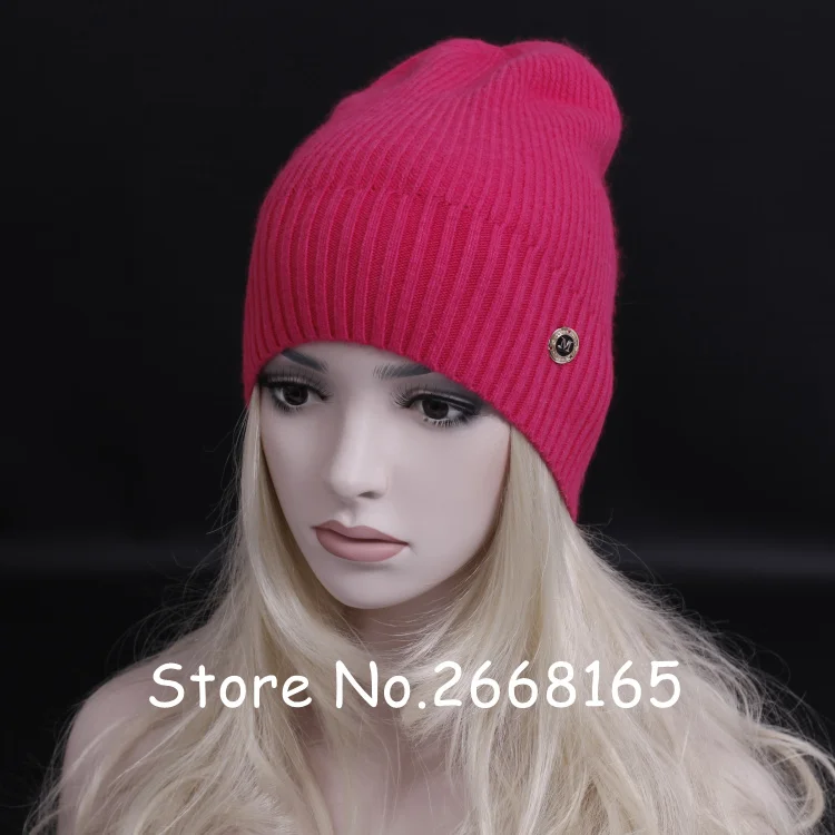 Модная уличная стильная женская шапка Skullies Beanies, шерстяная вязаная шапка для женщин, Мужская зимняя женская шапка, шерстяная шапка унисекс, однотонная - Цвет: rose red