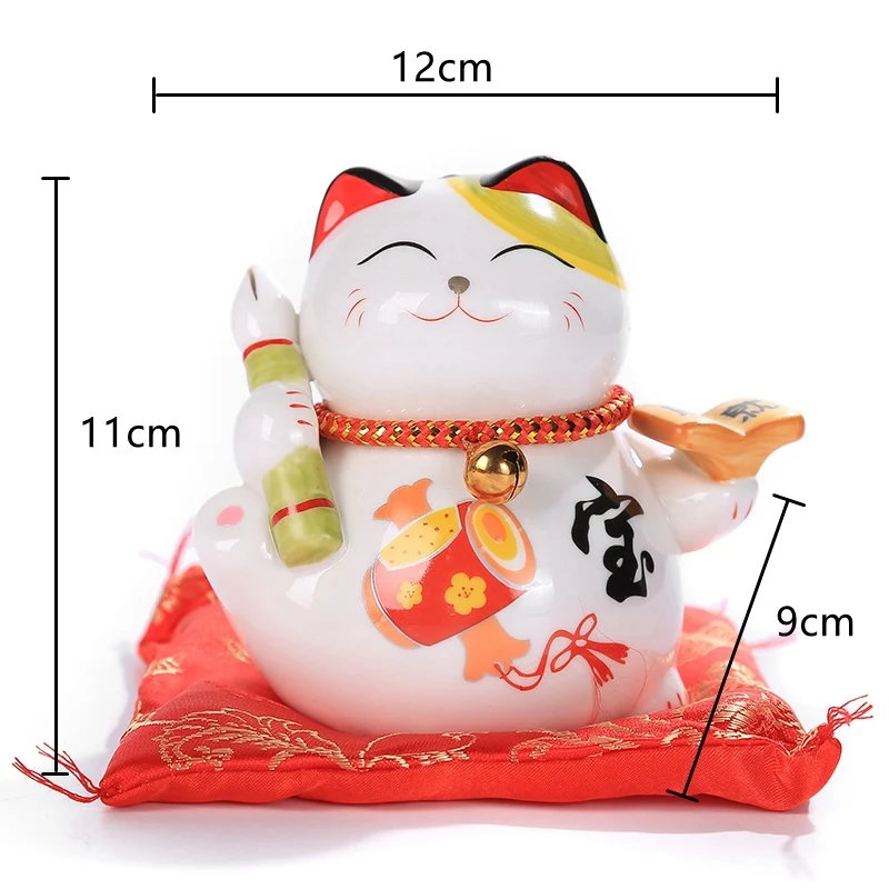 4 дюймов керамическая статуэтка Maneki Neko Lucky Cat Копилка Фортуна украшения "кошки" копилка фэн-шуй бизнес подарок - Цвет: B