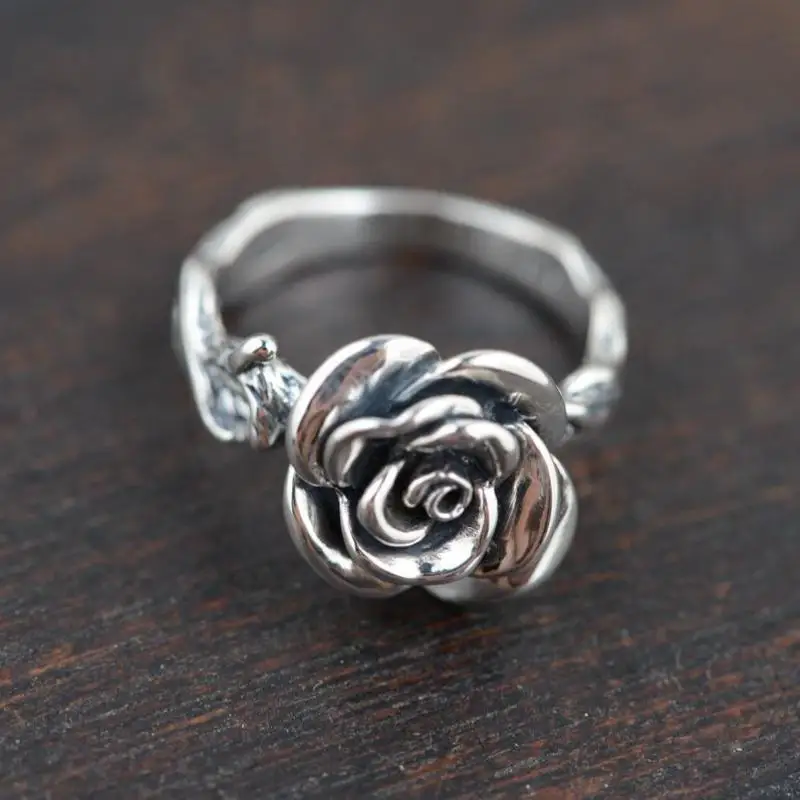 100% Pure 925 Sterling Silver Cubic Rose Ring June Flower Rings For