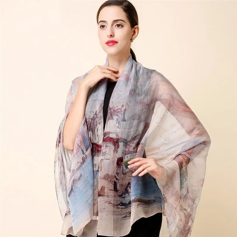 High quality 100% mulberry silk scarf natural real silk Women...