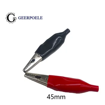 

20pcs/lot 45 MM Metal Alligator Clip crocodile clip Electrical Clamp for Testing Probe Meter With Red Black Plastic Spring clip