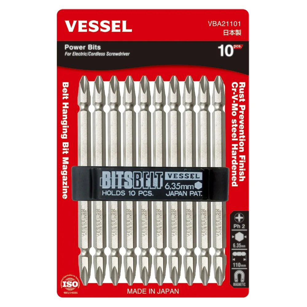 

Double End Power Bit( w/Bit Belt) No.VBA21101(Ph No.2 x 11010PC Set)