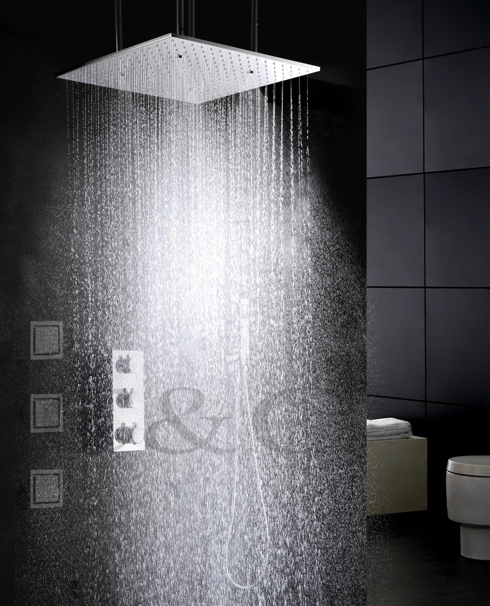Atomizing And Rainfall Thermostat Bath Shower Faucet Set 20 Inch Two Functions Shower Head And Massage Spray Atomizing And Rainfall Thermostat Bath Shower Faucet Set 20 Inch Two Functions Shower Head And Massage Spray