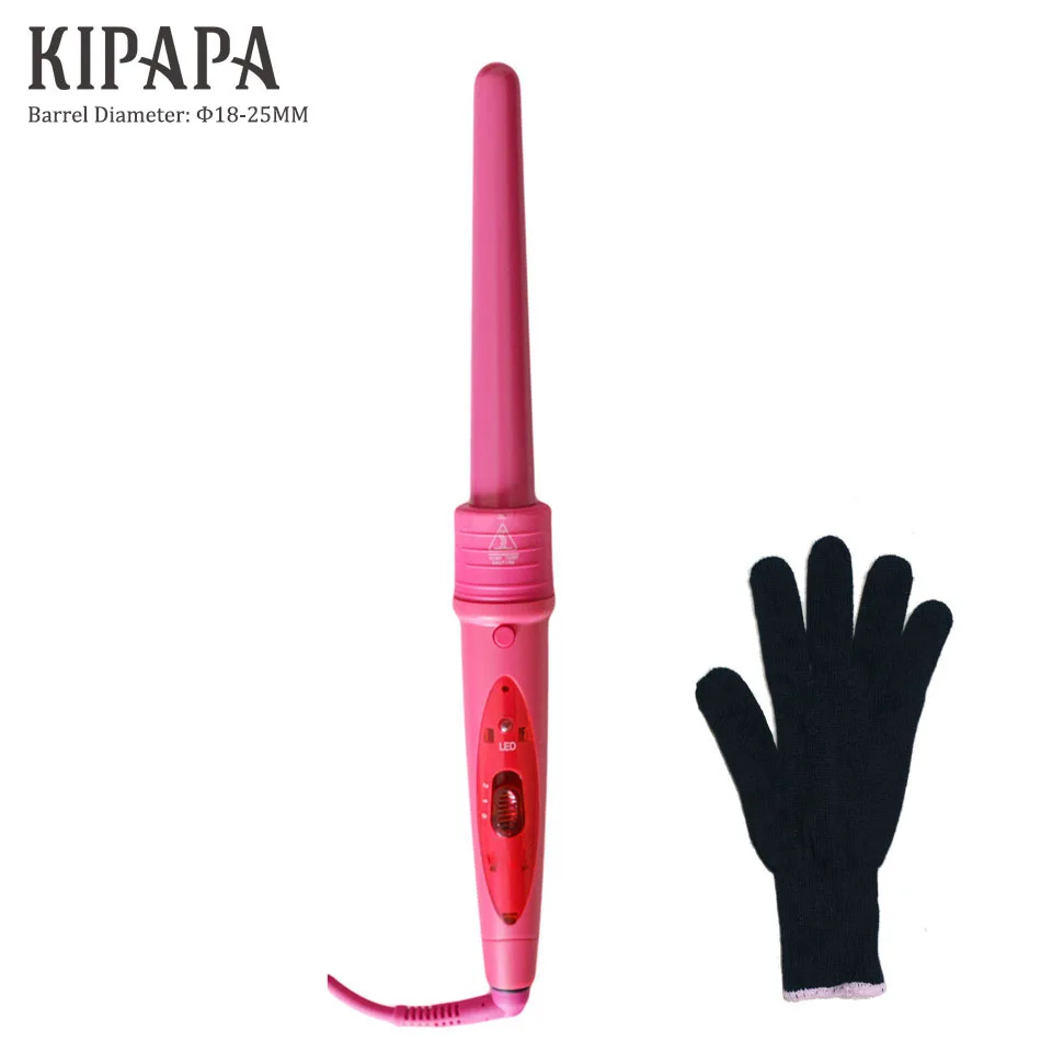 KIPAPA 5 в 1 Набор для завивки 0,35-1,25 дюймов Розовая Керамическая палочка для волос щипцы для завивки 1 шт. щипцы для завивки волос с термостойкими перчатками