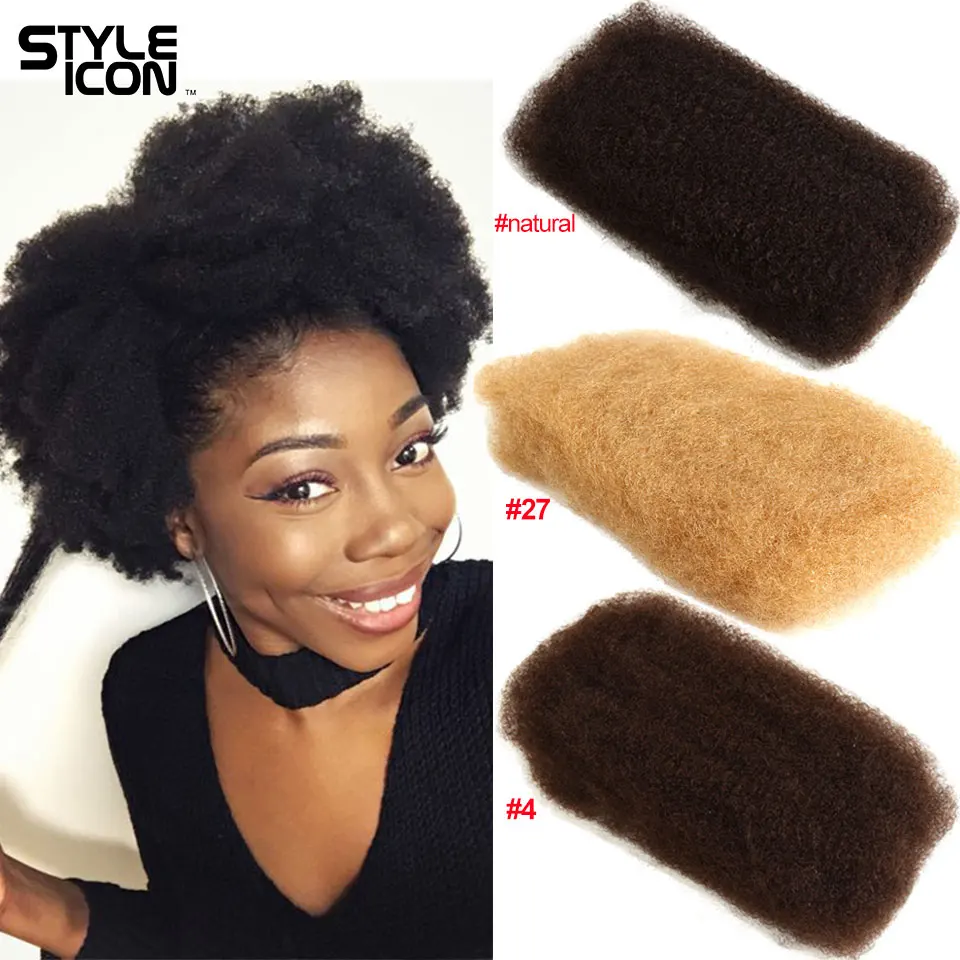 Tanie Afro perwersyjne ludzkie włosy hurtowo 4 zestawy Remy mongolski Afro perwersyjne luzem 50 gram sztuka perwersyjne kręcone włosy szydełka do plecionki Styleicon