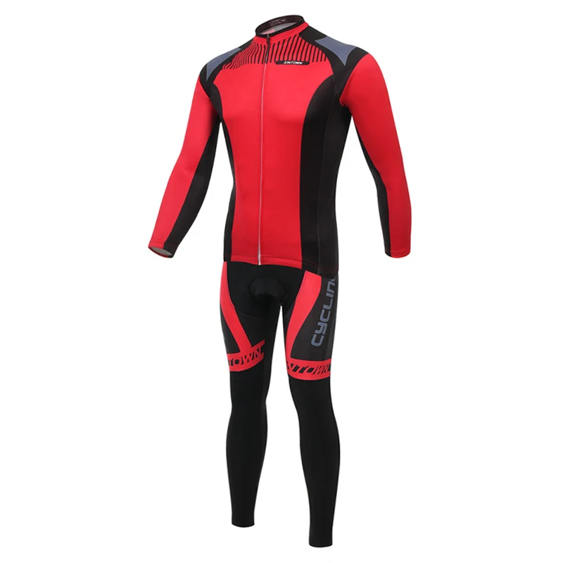 XINTOWN طويلة الأكمام مريلة مجموعة الدراجات جيرسي 2018 الموالية فريق الربيع Combinaison Cycliste أوم مايوه Velo الأحمر الملابس الرياضية