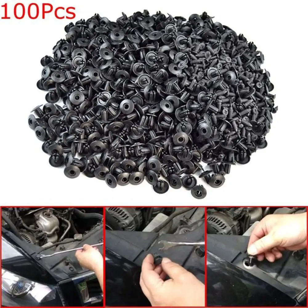 

100Pcs Universal Mixed Auto Fastener Car Bumper Clips Retainer Car Fastener Rivet Door Panel Fender Liner Screw Clip For All Car