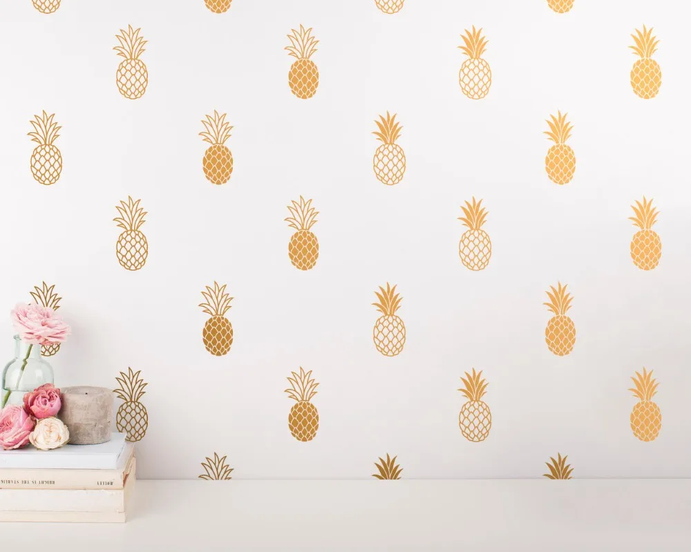 Modern Vinyl Pineapple Wall Decal  Unique Gold  Pineapple 