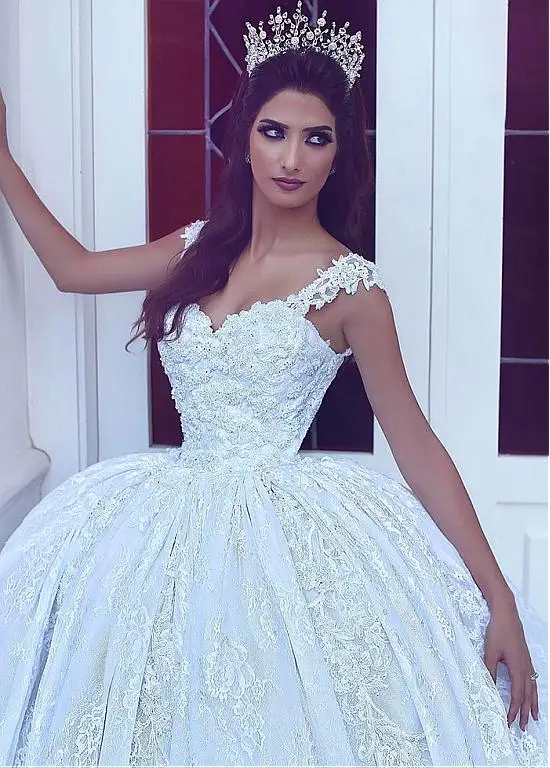 Роскошные Vestido De Noiva мусульманское свадебное платье бальное платье кружевной рукав-крылышко бисером Бохо Дубай арабское свадебное платье невесты