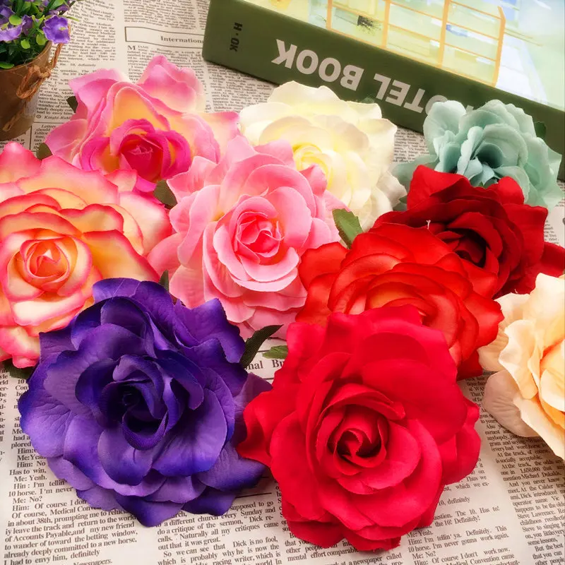 

5pcs decorative Artificial rose Flower Heads for Wedding party Decoration DIY Wreath Gift Box Scrapbooking Craft Fake Flowers