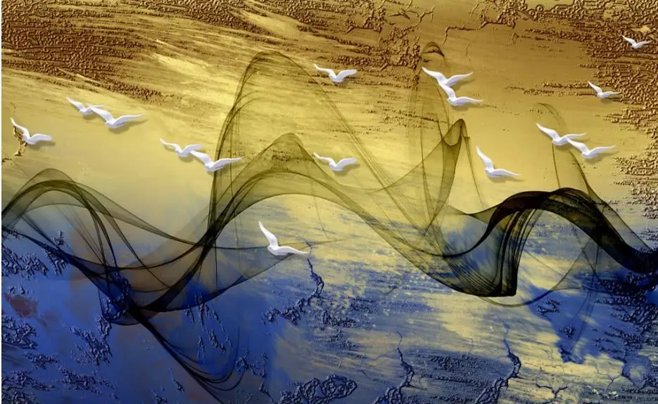 wallpaper for walls 3 d for living room abstract artistic conception abstract lines birds golden mural background wall wallpaper for walls 3 d for living room abstract artistic conception abstract lines birds golden mural background wall