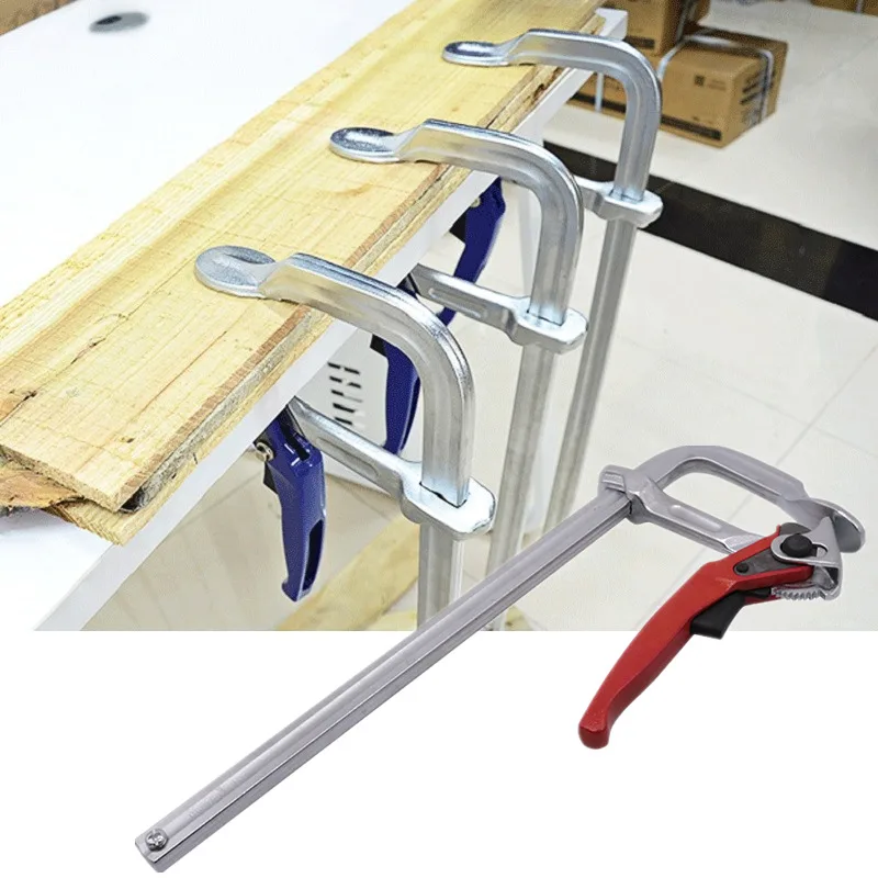 

HS Tools Heavy Duty Large Steel Ratcheting F Clamp Quick Release Metalworking Ratchet Clamp Industry Grade 1200KG Clamp Force