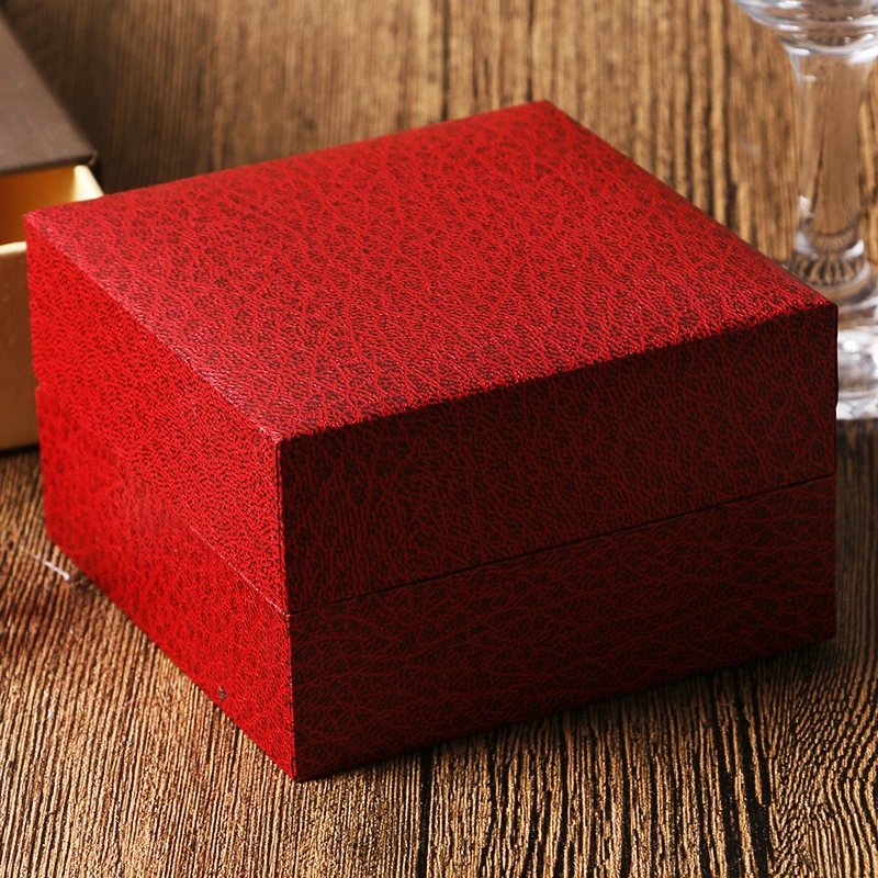 Высококачественный зерно солома красный, кожаный, для наручных часов Подарочная коробка для ювелирных часов