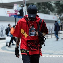 Камуфляжная футболка с коротким рукавом и капюшоном в стиле хип-хоп Мужская футболка