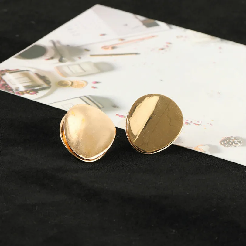 

Fashion Jewelry Simple Statement Earrings Temperament Wild Retro Alloy Double-layer Round Earrings Female Bar Earrings