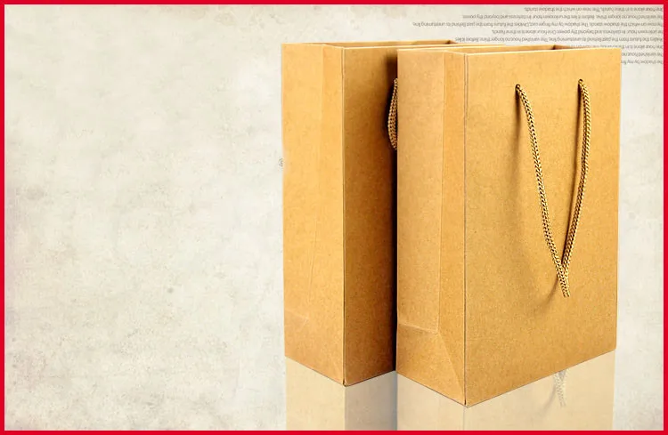 10 шт./лот 32 см* 44 см+ 11 см Высокое качество drawstring пользовательские kraft Бумага мешок с ручкой упаковки bag