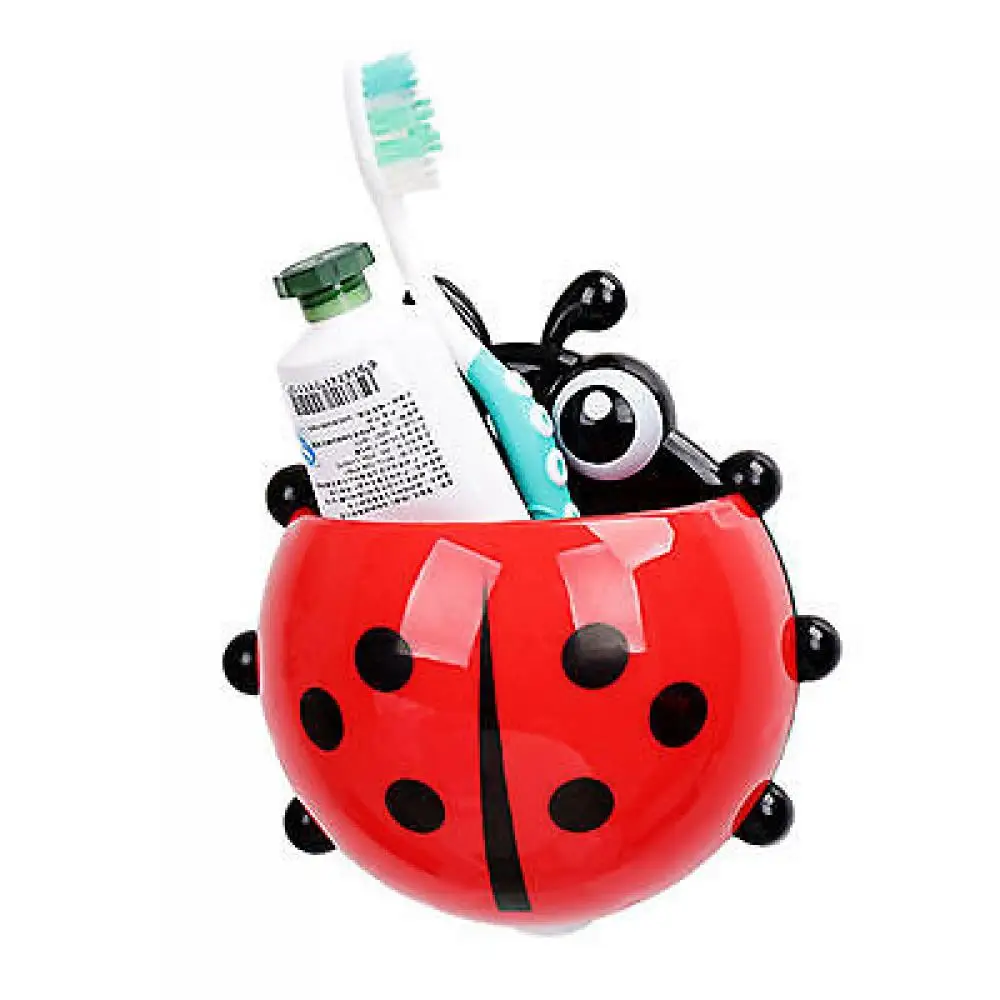 1PC Ladybug toothbrush holder Toiletries Toothpaste Holder Bathroom Sets Suction Hooks Tooth Brush container ladybird on sale