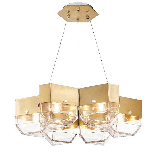 

New Arrival Art Deco Led Lustres Pendant Light for Hotel Hall Dining Room Parlor Hanging Lamp Gold Color Metal Body with bulb