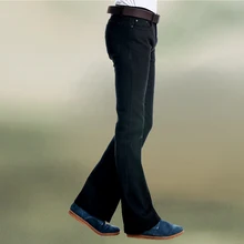 2018 Men Business Work Black Flared Jean Trousers Casual Regular Fit Jeans Pants Men Straight Flare Jeans Hommes