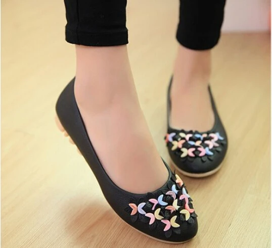 

2016 spring ladies flat shoes shallow mouth Soft bottom floral doug shoes  Women casual shoes