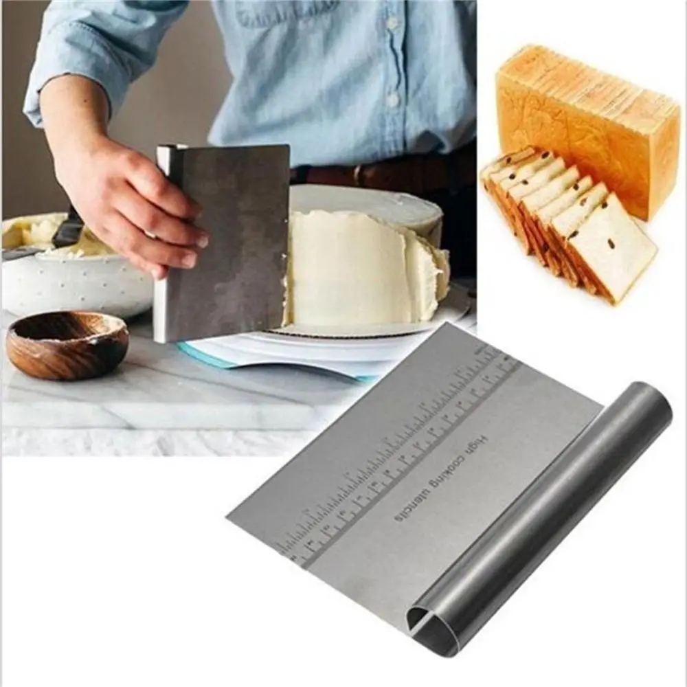  Delidge 1pc Stainless Steel Pizza Dough Scraper Cutter Baking Pastry Spatulas Fondant Cake Decorati