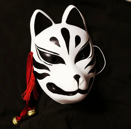 

Japanese Fox Cosplay Mask Hand-Painted Full Face PVC Kitsune Black Demon Decorative Collection Christmas Gift Party Halloween