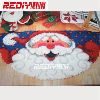 

Latch Hook Rug Kits Acrylic Yarn Cushion DIY Carpet Rug Santa Clause Pre-Printed Canvas Floor Mat Home Decor Tapestry Unfinished