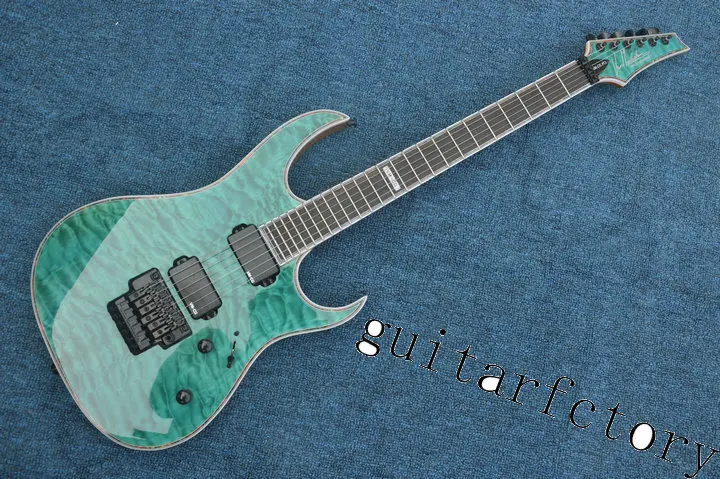

Electric guitar Hot Sale transparent green Custom Electric Guitar 6 Strings Guitars with quilted maple top