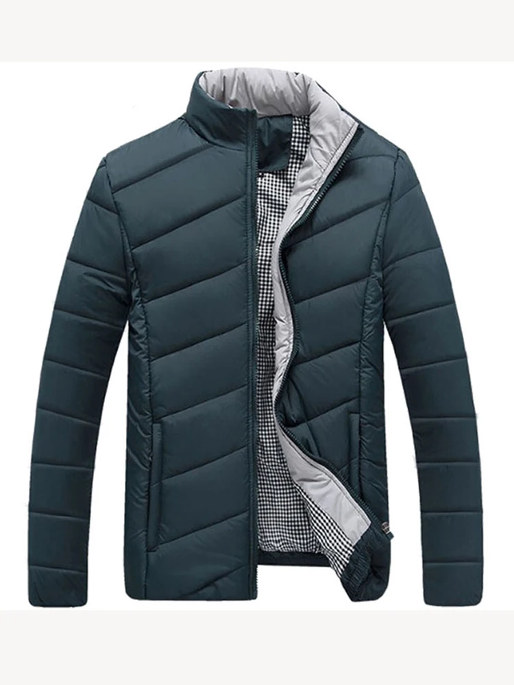 

Autumn Winter Men Coat 2019 New Design Men Fashion Jacket Stand Collar Warm Jacket 5 Solid Colors Asian Size MWM902