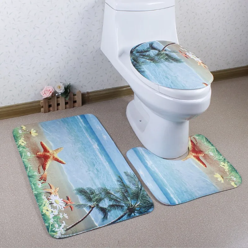 3 шт./компл. красивый подстильный коврик для туалета трех наборов ковриков ванной