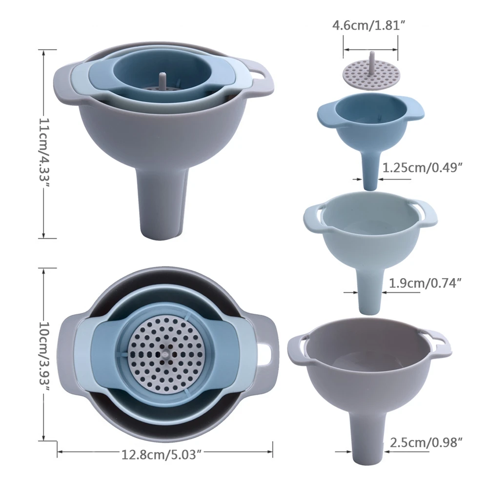 4 в 1 многофункциональная Воронка для консервирования, набор с широким горлышком, пластиковый фильтр-воронка для масла, горшок для жидкостей, для масла, бытовые кухонные аксессуары
