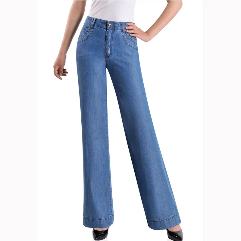 Large Size Women Casual Jeans 2017 Wide Leg Pants For Spring Summer