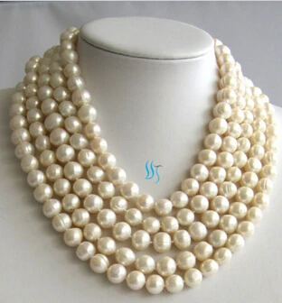 

huij 001542 100" 10-12mm White Freshwater Pearl Necklace