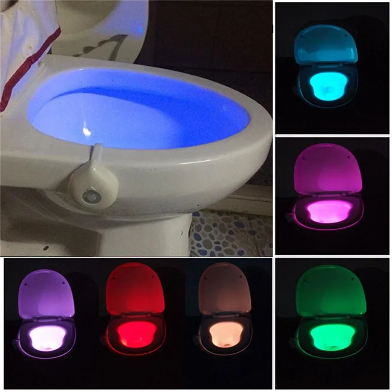 8 цветной светодиод RGB движения Автоматический Датчик Toliet ночник Туалет подсветка для сиденья ABS белый корпус движение человека