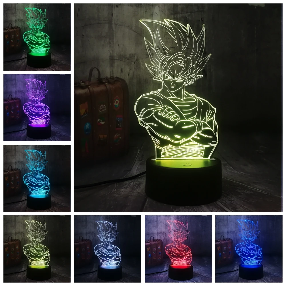 Новый Saiyan Son Goku Dragon Ball Kakarotto 3D светодиодный ночсветильник настольная лампа для