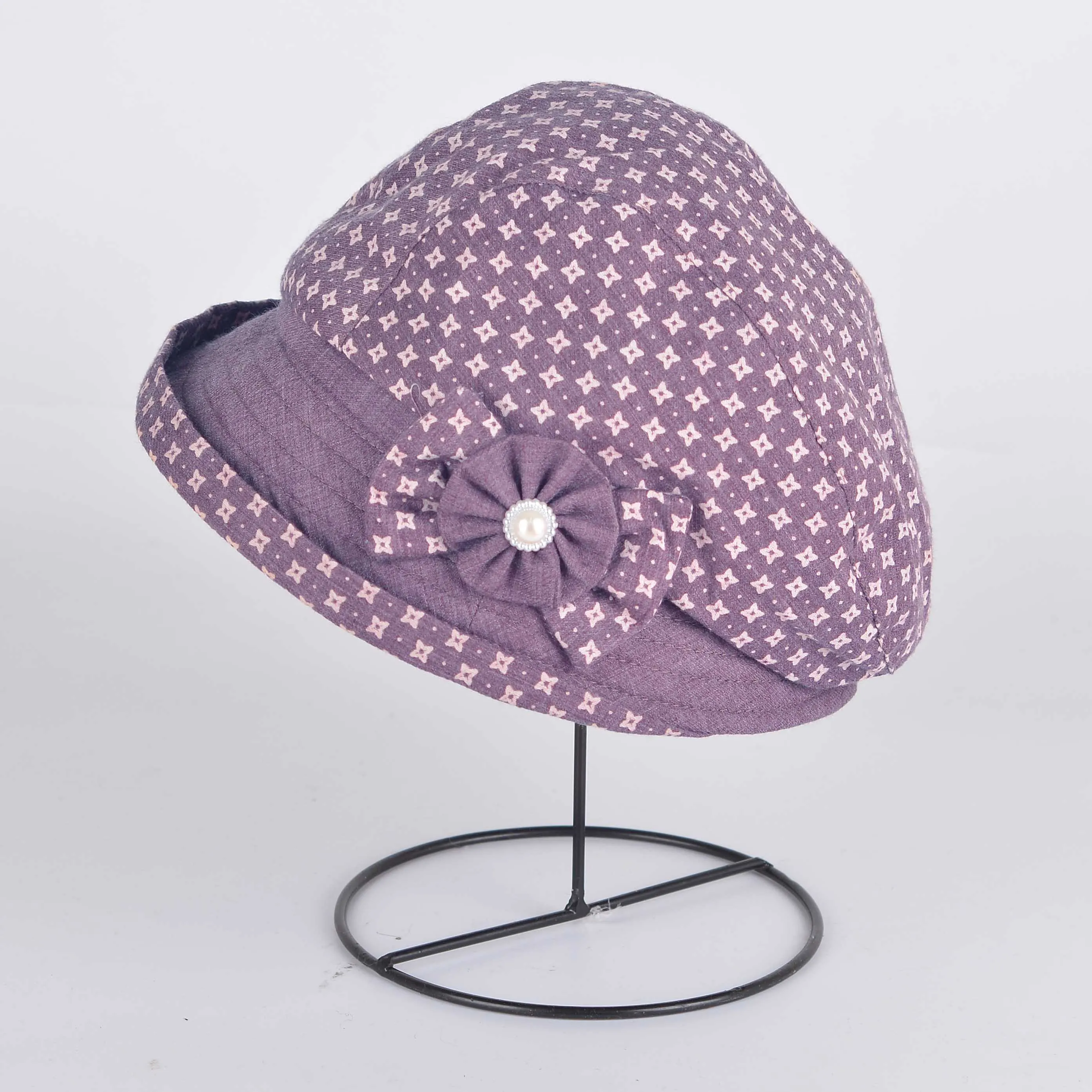 Летние хлопковые складная шляпа Для женщин мода бантом ведро мягкие шляпы пляж УФ козырек Шапки Gorro дамы Кепка с якорем B-7729 - Цвет: Purple A
