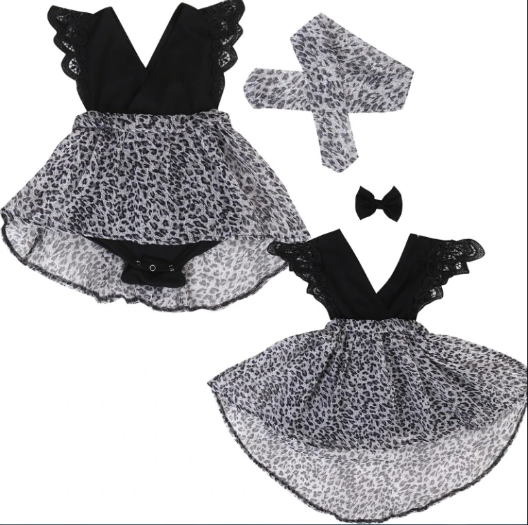 

Kid Baby Girls Princess Pageant Wedding Party Tulle Tutu Dresses Headband Leopard Dress Romper Sisters Family Matching Outfits