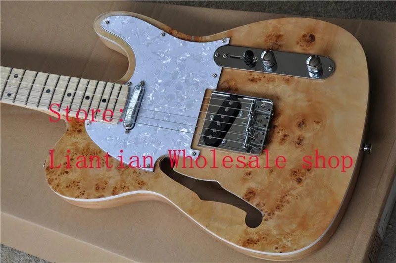 

TOP Quality Decayed skin color TELE 6 Strings Maple fingerboard tele Electric Guitar with Half F hole -18530