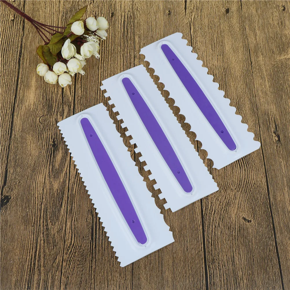  1PC Purple Pastry Icing Comb Set Plastic Cake Scraper Textures Fondant Spatulas bake Mold Cake Deco