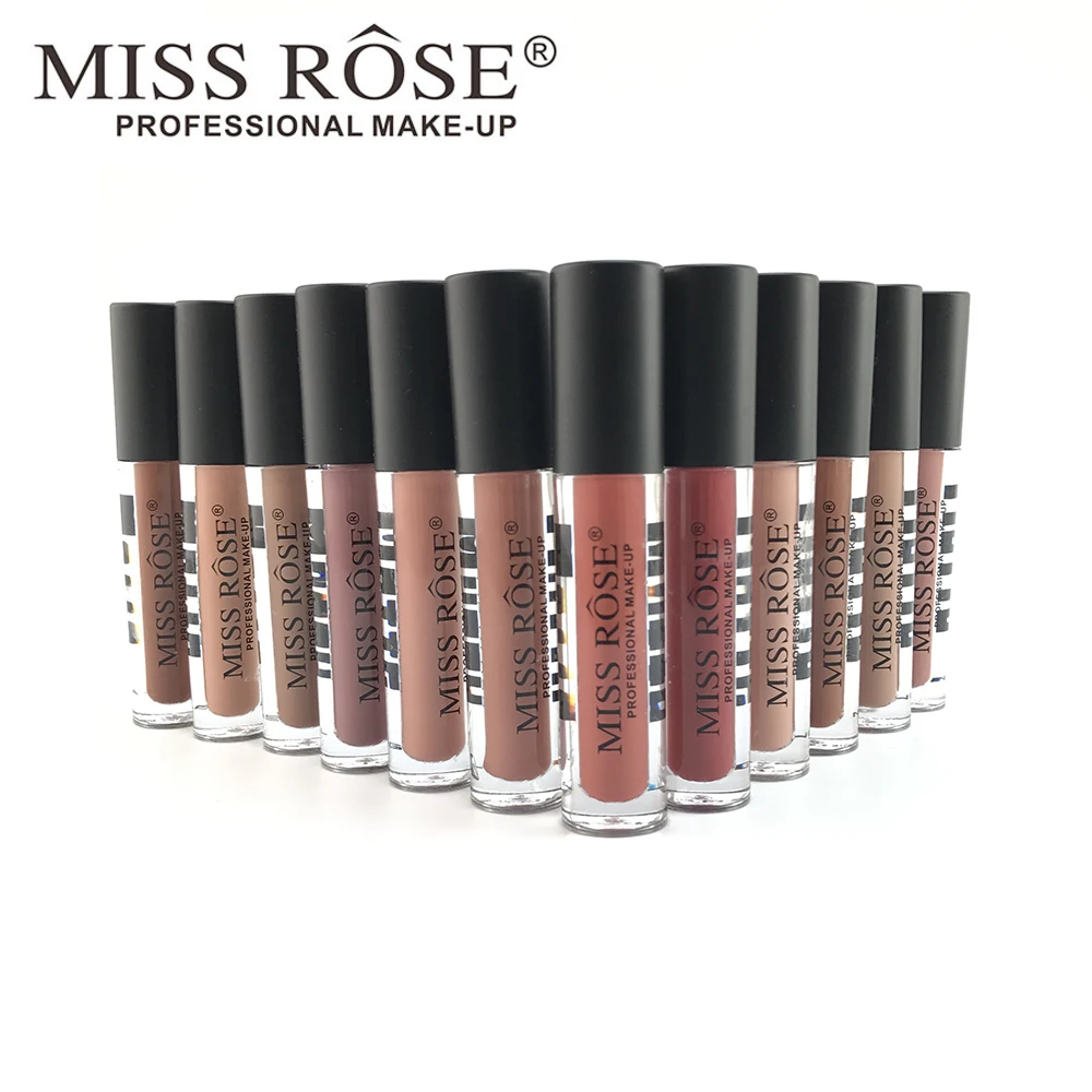 

[MISS ROSE] New Fashion Color Beauty Red Lips Baton Matte Lip Stick Waterproof Makeup Pigment Brown Nude Matte Lipstick Pencils