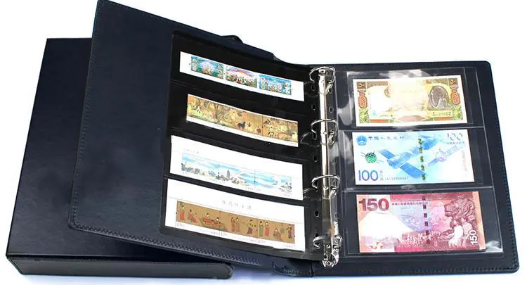 6,5*32,5 см девять отверстий кожа для монет альбом коллекция книга памятная папка для банкнот портативный домашний Декор Бизнес подарок - Цвет: Синий