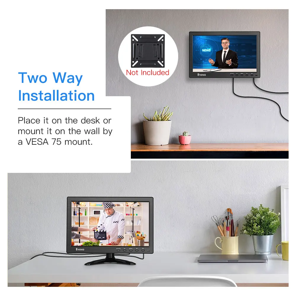 Eyoyo 10 дюймов ips CCTV монитор безопасности маленький портативный ноутбук HDMI lcd экран