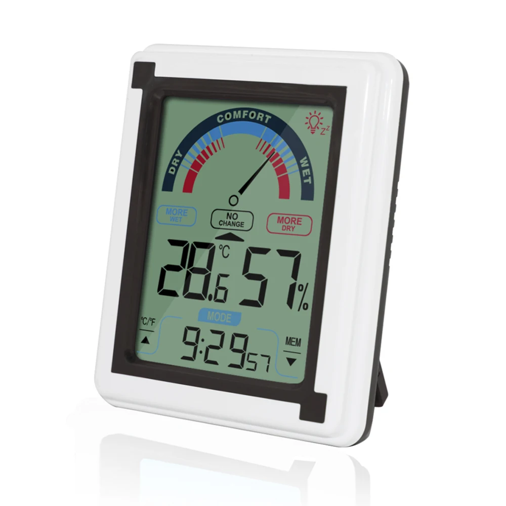 

Digital Hygrometer Indoor Outdoor Thermometer with Touchscreen Backlight Large LCD Display to Measure Temperature and Humidity