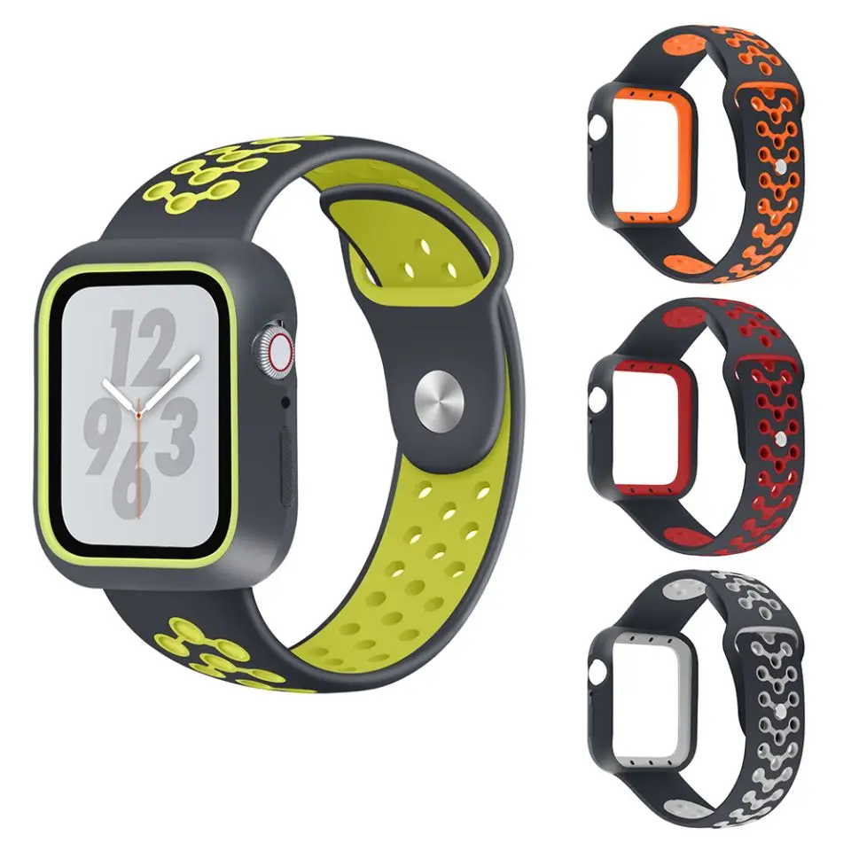 

SANYU Sport Silicone Watchband+Frame For Apple Watch Series 4 Band iwatch 40mm 44mm Replacement Bracelet Strap Accessories