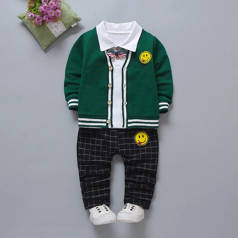 

BibiCola children spring autumn clothing set boys fashion coat+shirt+pants 3pcs suit clothes children kids cotton sport clothing