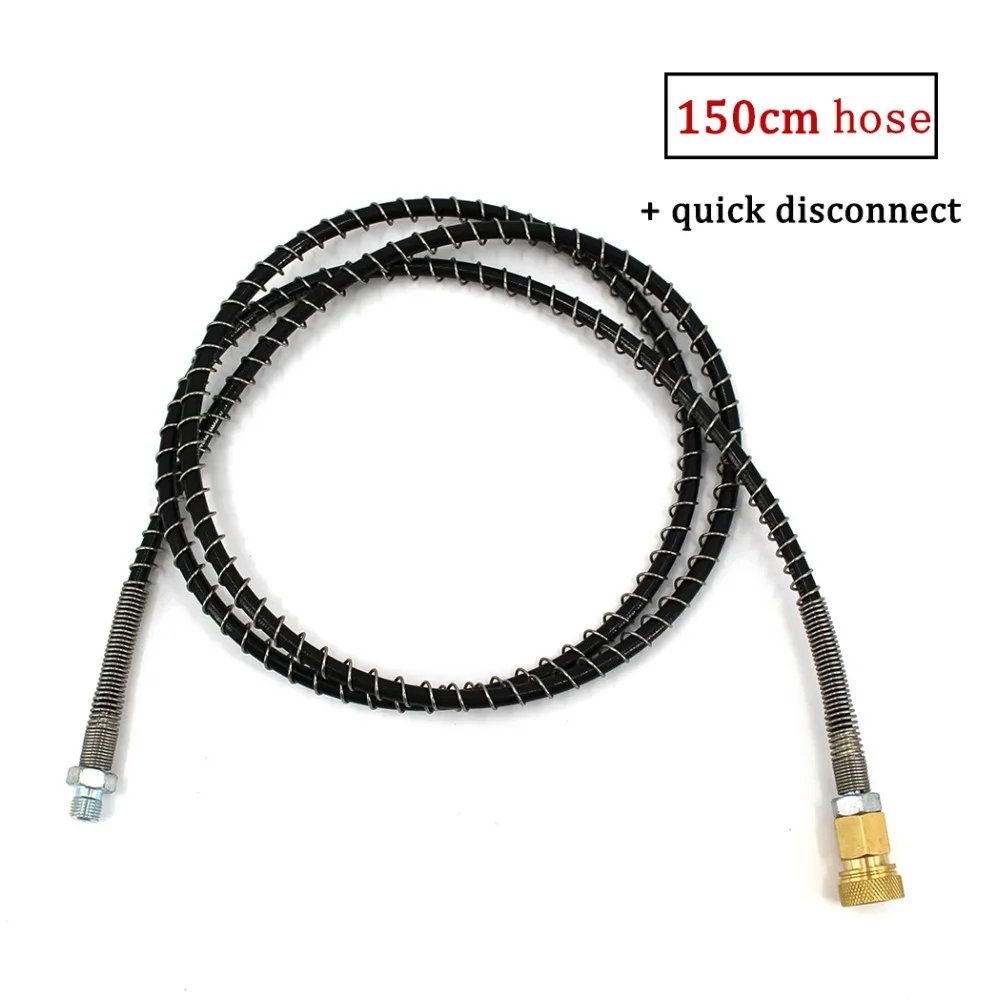 

150cm Long M10x1 Male Thread High Pressure Hose with Spring Wrapped PCP Airforce Pneumatics Air Refilling Pump Nylon Black Hose