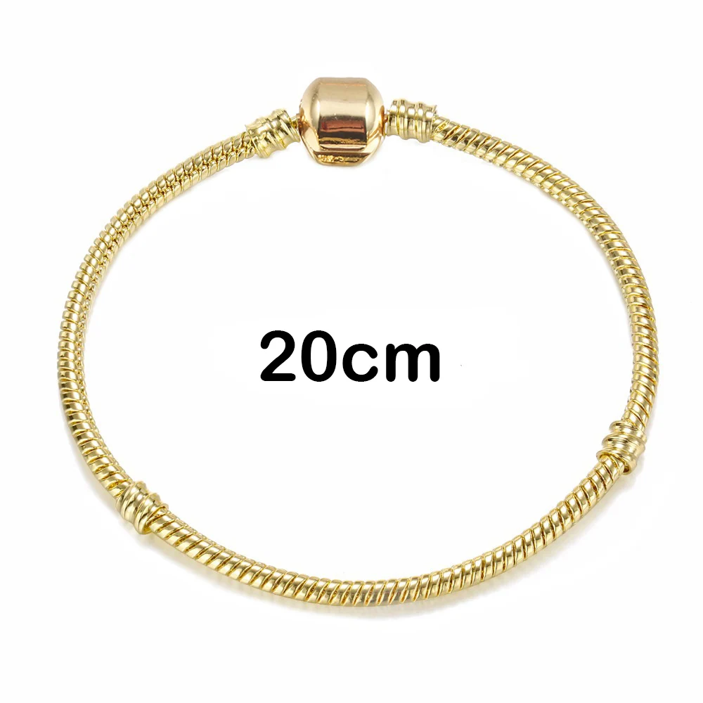 BAOPON мульти-стиль змеиная цепочка браслет кубический циркон CZ Шарм браслет подходит оригинальные мелкие браслеты и браслеты ювелирные изделия - Окраска металла: 20cm