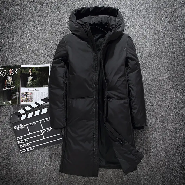 Модная длинная теплая зимняя куртка, Мужская водонепроницаемая одежда, мужское хлопковое осеннее пальто, качественная белая парка на утином пуху, мужское пальто - Цвет: 7085 black