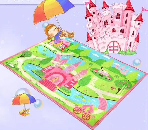 

2017 Modern Stylish Rugs Nylon Cartoon Pink Castle Style Rugs and Carpets for Children home living room Alfombra