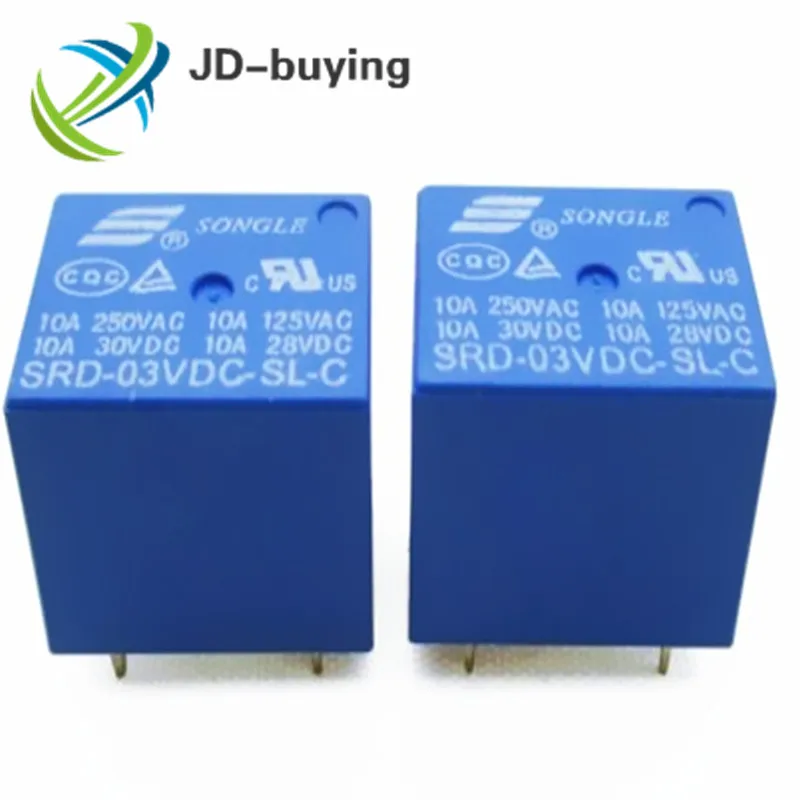 

50PCS/lot Relays SRD-03VDC-SL-C SRD-05VDC-SL-C SRD-06VDC-SL-C SRD-09VDC-SL-C 3V 5V 6V 9V 10A 250VAC 5PIN T73